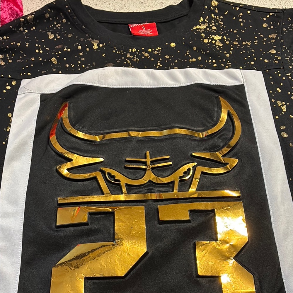 Black and Gold Athletic Jersey with Metallic Accents